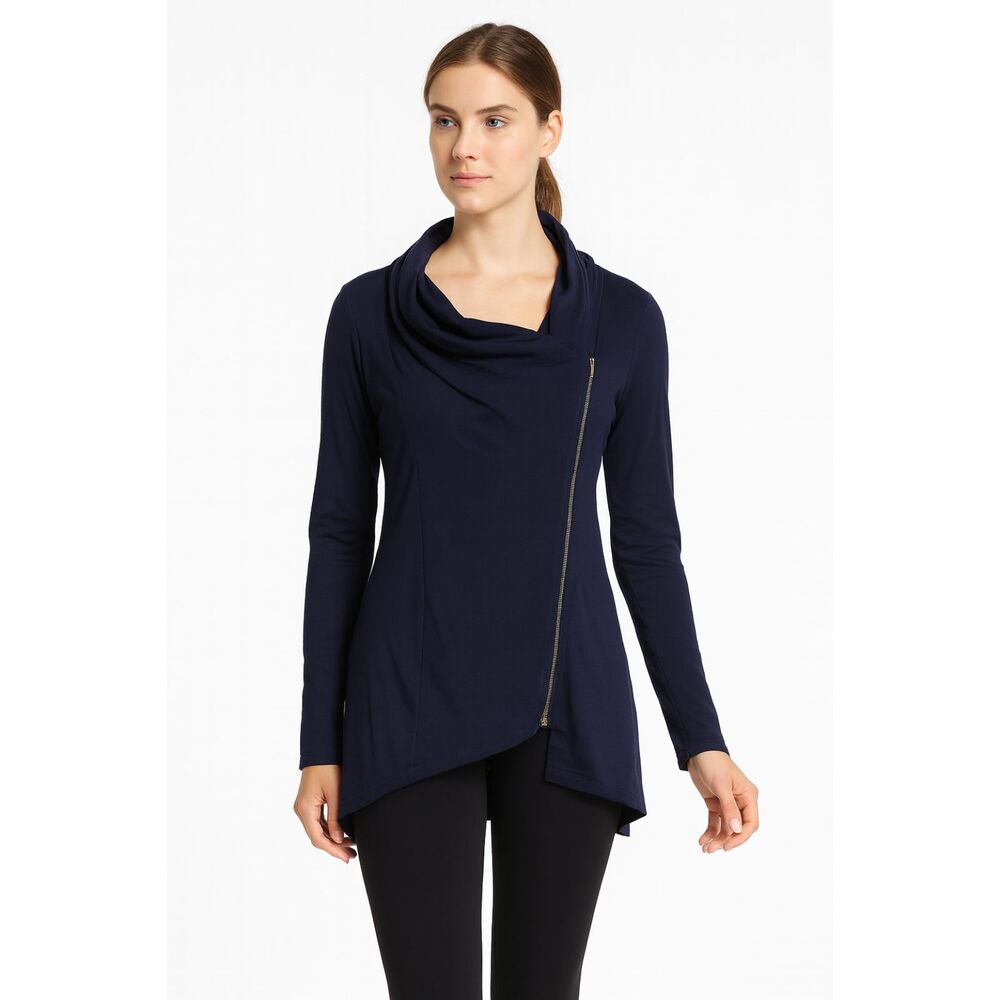 Market & Spruce Navy Blue Zip Up Sweater Size S Lightweight Knit Cardigan